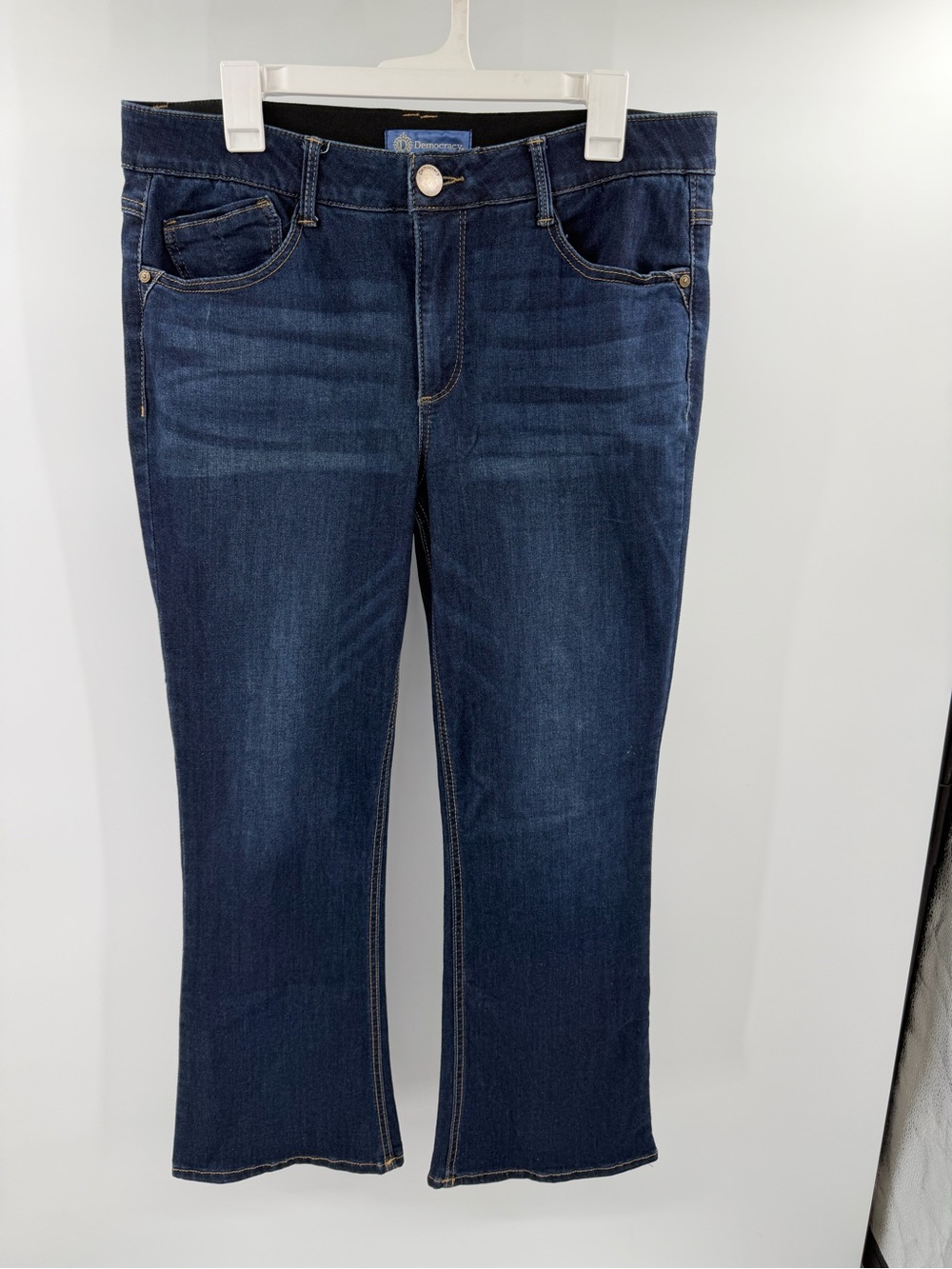 Democracy Dark Blue Stretch Jeans  Comfort Fit Bootcut Flare Size 14 Petite